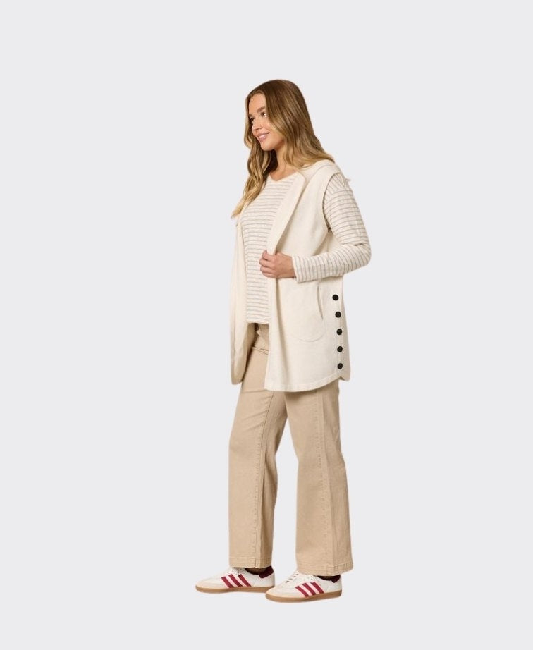 Threadz Vest Ollie Side Button - Ivory