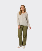Threadz Tee City Stripe V-Neck - Khaki Ivory