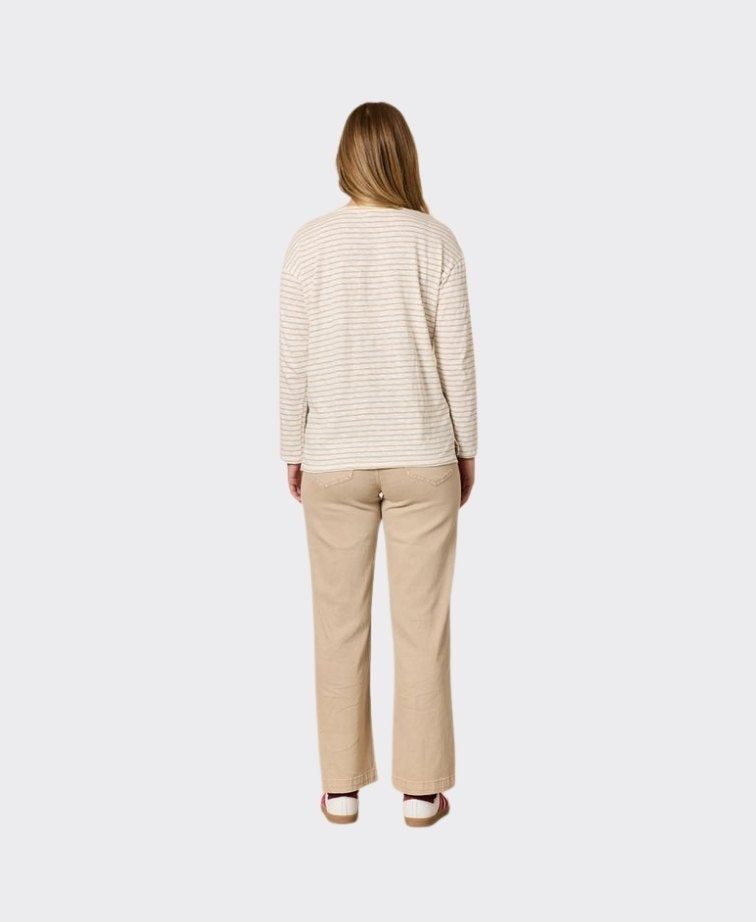 Threadz Tee City Stripe V-Neck - Natural Ivory