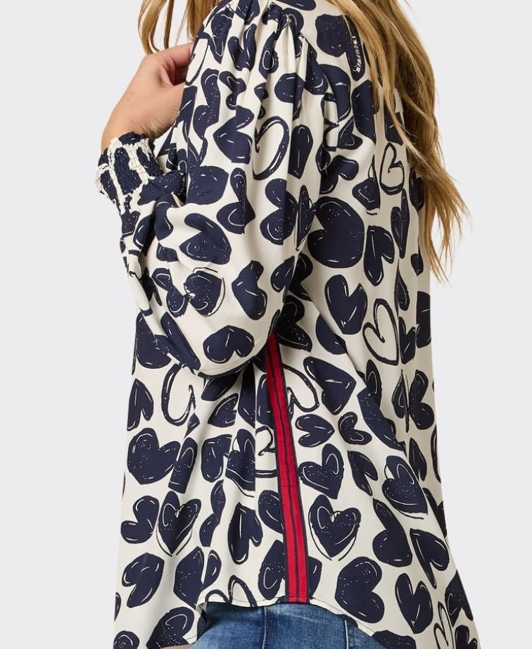 Threadz Top Luna Heart - Navy/Ivory