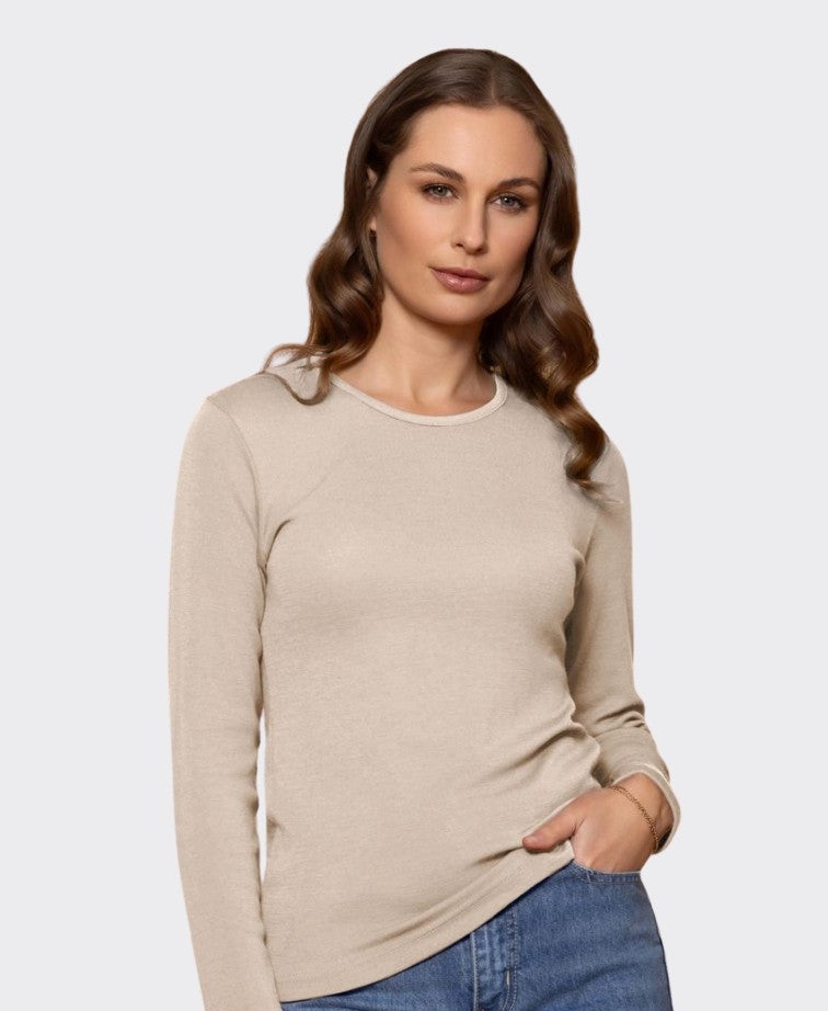 Bay Road Merino Womens Crew - Sand