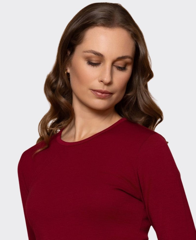 Bay Road Merino Womens Crew - Bordeaux