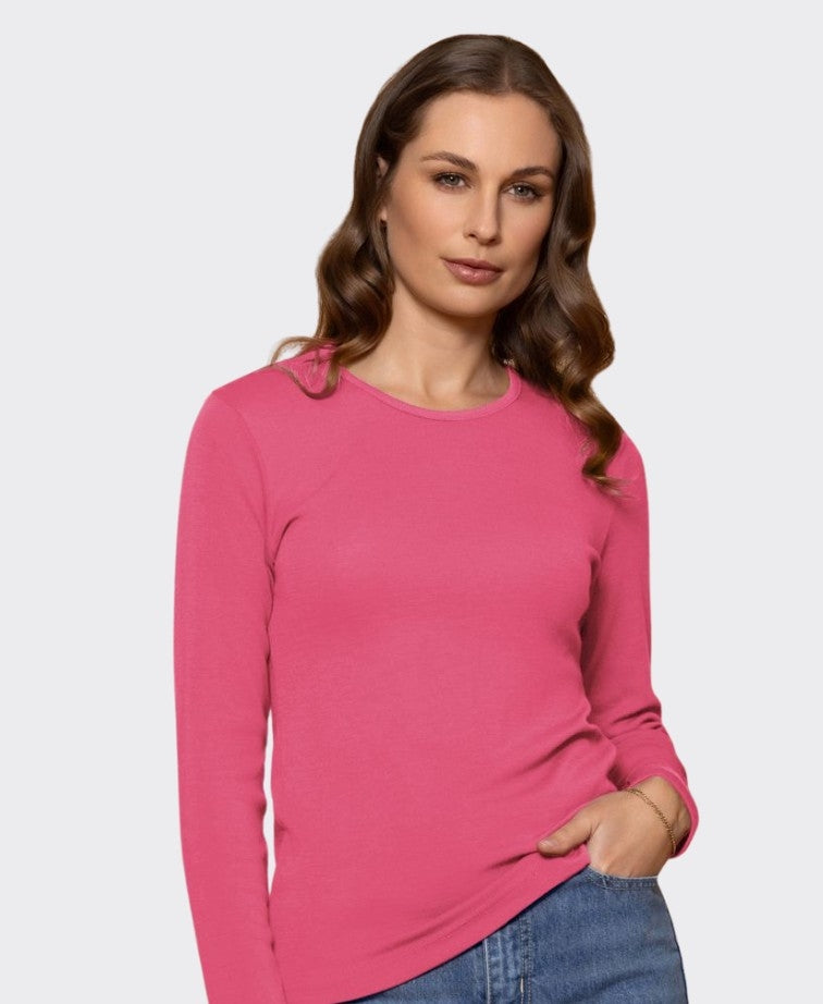 Bay Road Merino Womens Crew - Peony