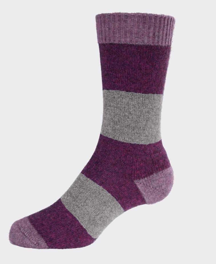 Noble Wilde Socks Hoop Stripe - Mauve Base