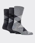 Gentle Grip Argyle Cotton Socks 3 Pack - Grey