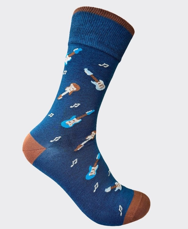 DS Mens Cotton Bamboo Guitar Socks - Deep Denim