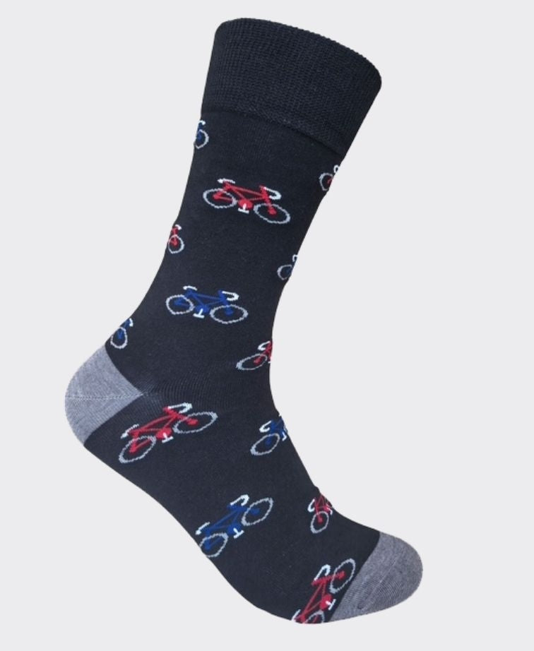 DS Mens Cotton Bamboo Bikes Socks - Black