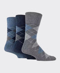 Gentle Grip Argyle Cotton Socks 3 Pack - Denim