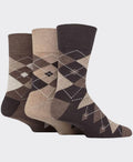 Gentle Grip Argyle Cotton Socks 3 Pack - Neutrals