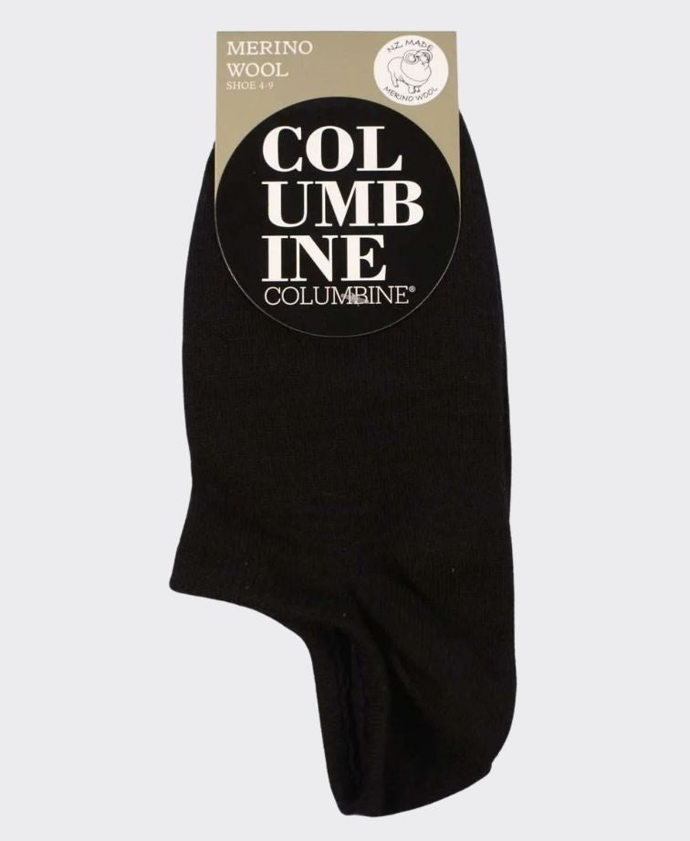 Columbine Merino Low Cut Liner - Black