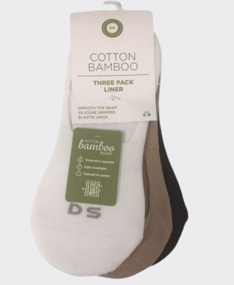 DS Womens Cotton/Bamboo Liner 3pair - Assorted