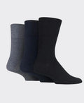 Gentle Grip Diabetic Sock 3 Pack - Black/Navy/Grey