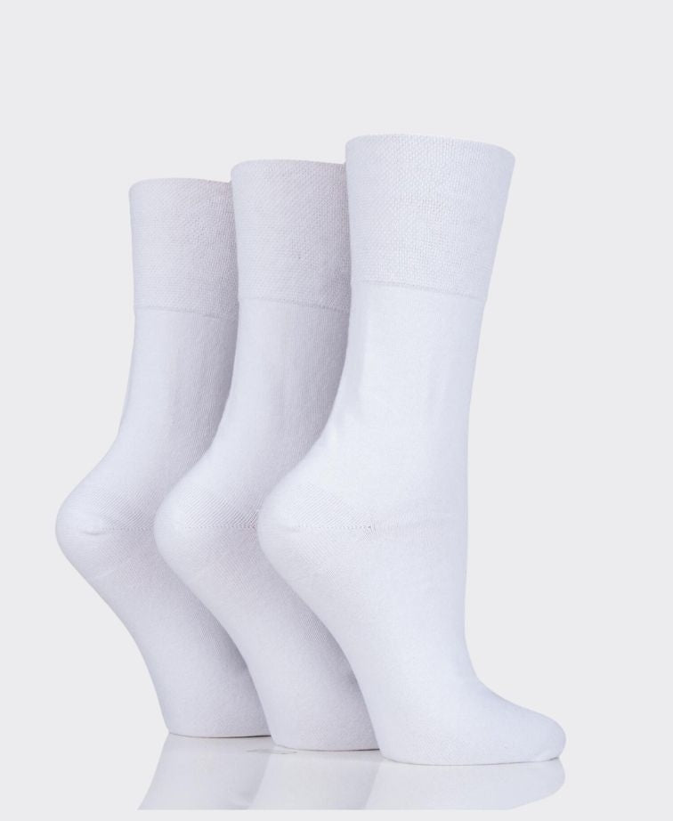 Gentle Grip Plain Cotton Socks 3 Pack - White