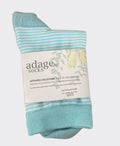 Adage Cool Cotton Stripe Crew Socks - Icy Blue/White