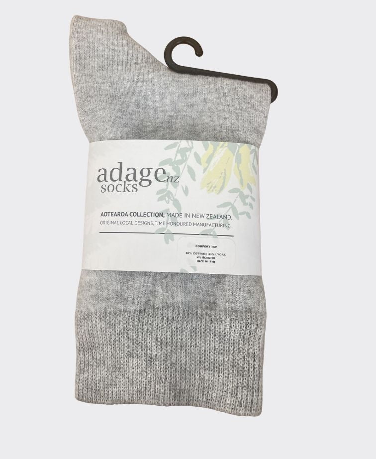 Adage Comfort Cotton Crew Socks - Grey Marle