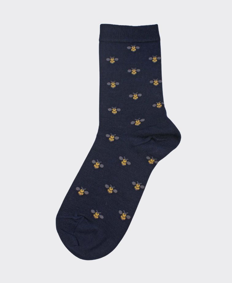 Columbine Comfort Merino Crew Bees - Navy