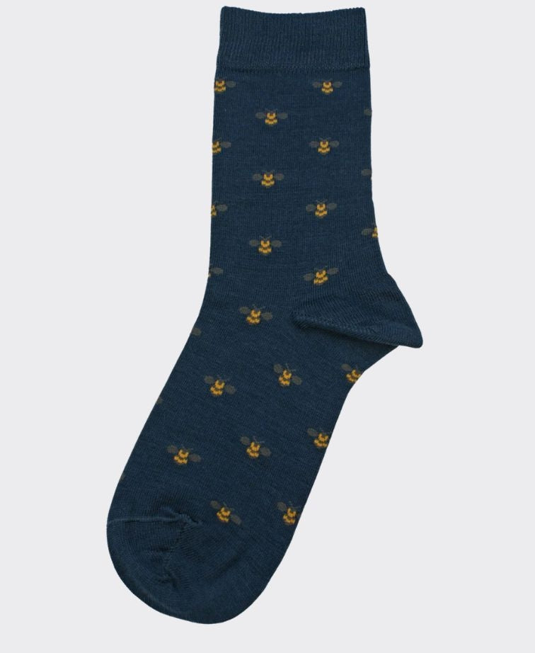 Columbine Comfort Merino Crew Bees - Denim