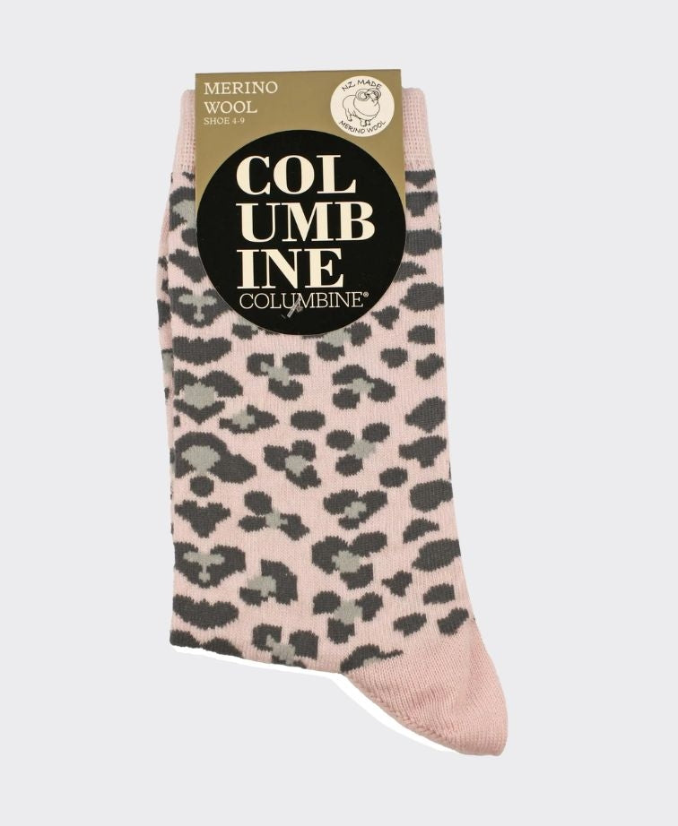 Columbine Animal Merino Crew - Cherry Blossom