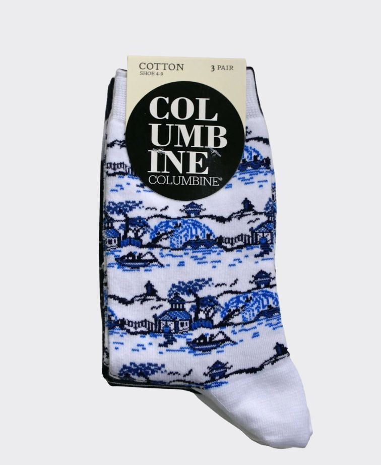 Columbine Japanese Village 3pk Cotton Crew - Navy