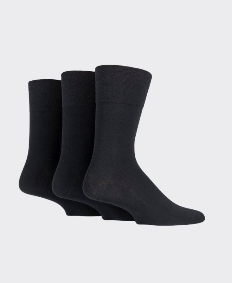 Gentle Grip Diabetic Sock 3 Pack - Black