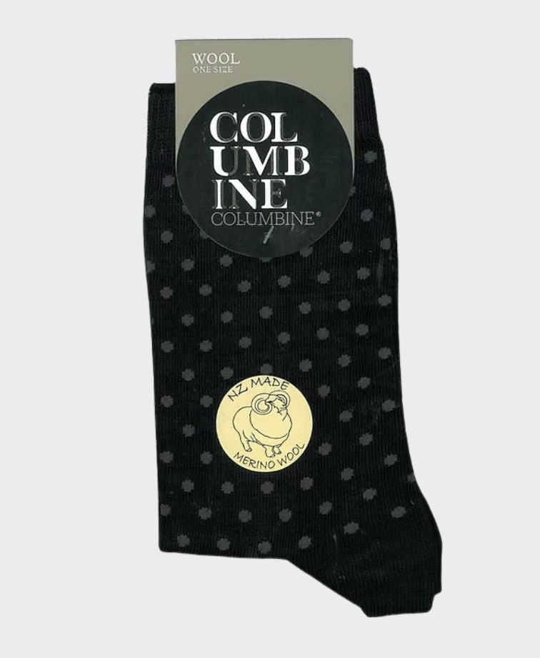 Columbine Merino Crew Spot - Black/Grey
