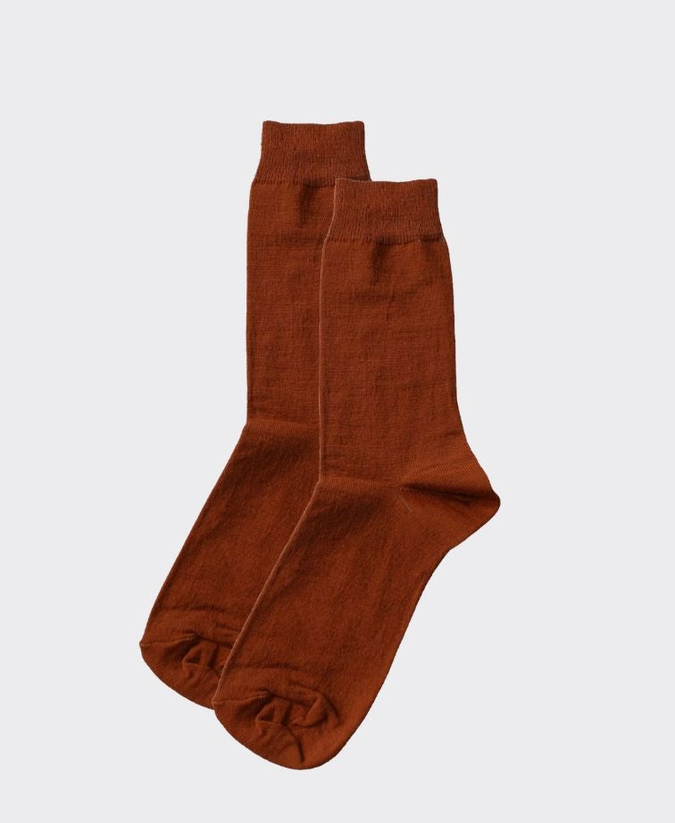 Columbine Comfort Merino Crew Plain - Rust
