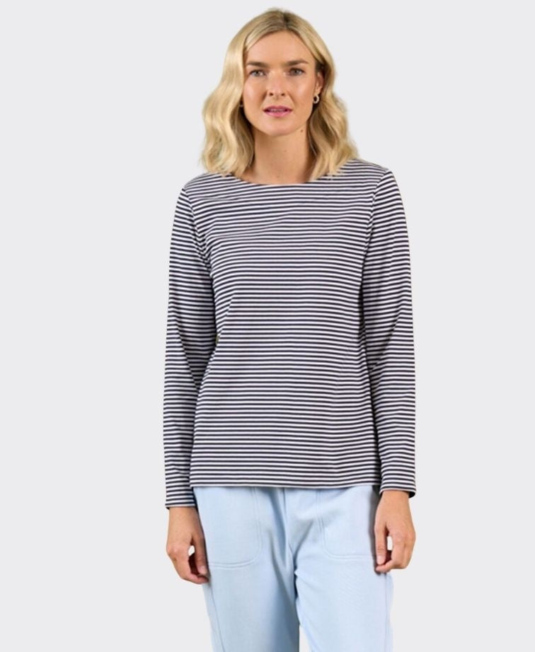 Charlie Jane Top Moana Stripe - Midnight Stripe