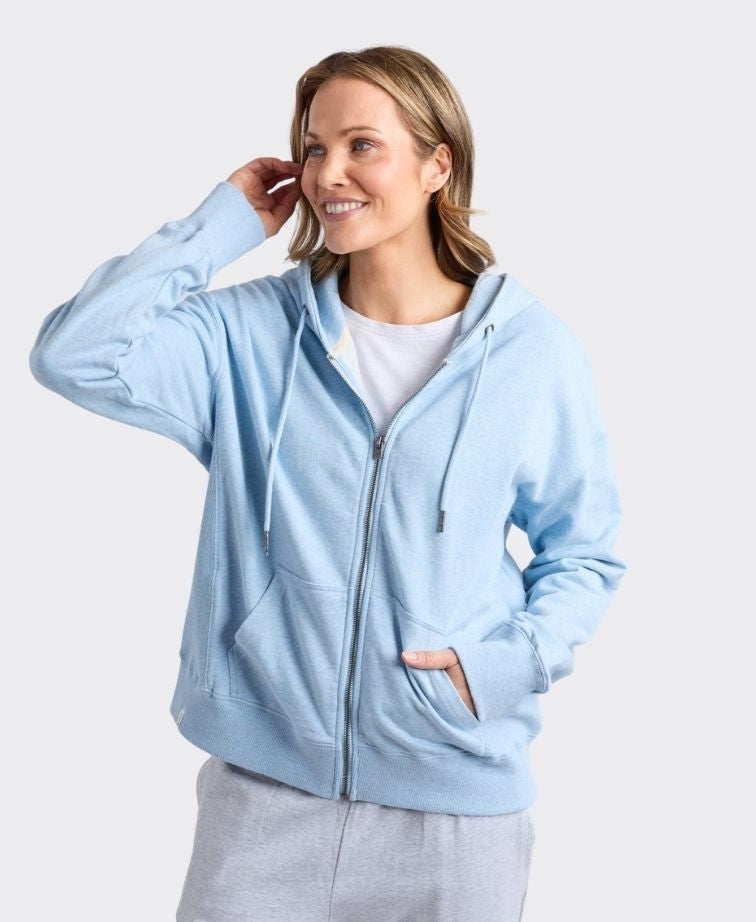 Elm Hoodie Lydia Zip - Pale Blue Marle