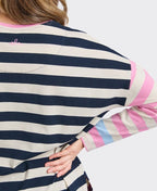 Elm Tee L/S Stripe Gaeb - White/Navy/Pink