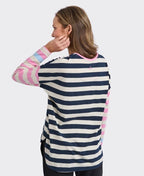 Elm Tee L/S Stripe Gaeb - White/Navy/Pink