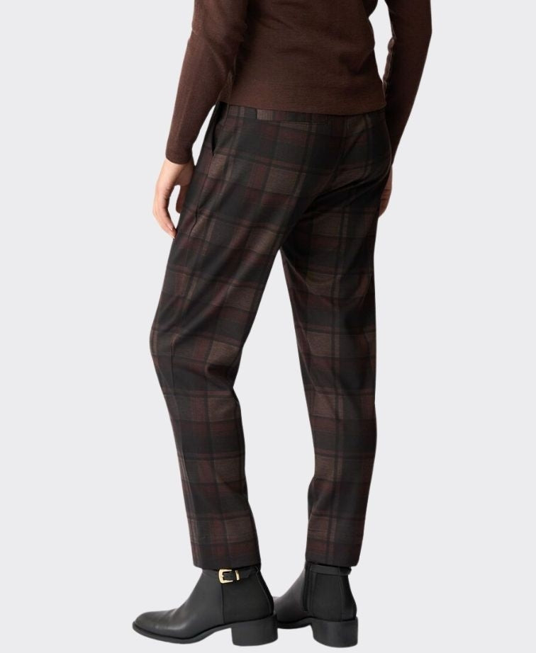 Esplanade Trousers Adjustable Cuff Ponti - Chocolate Check