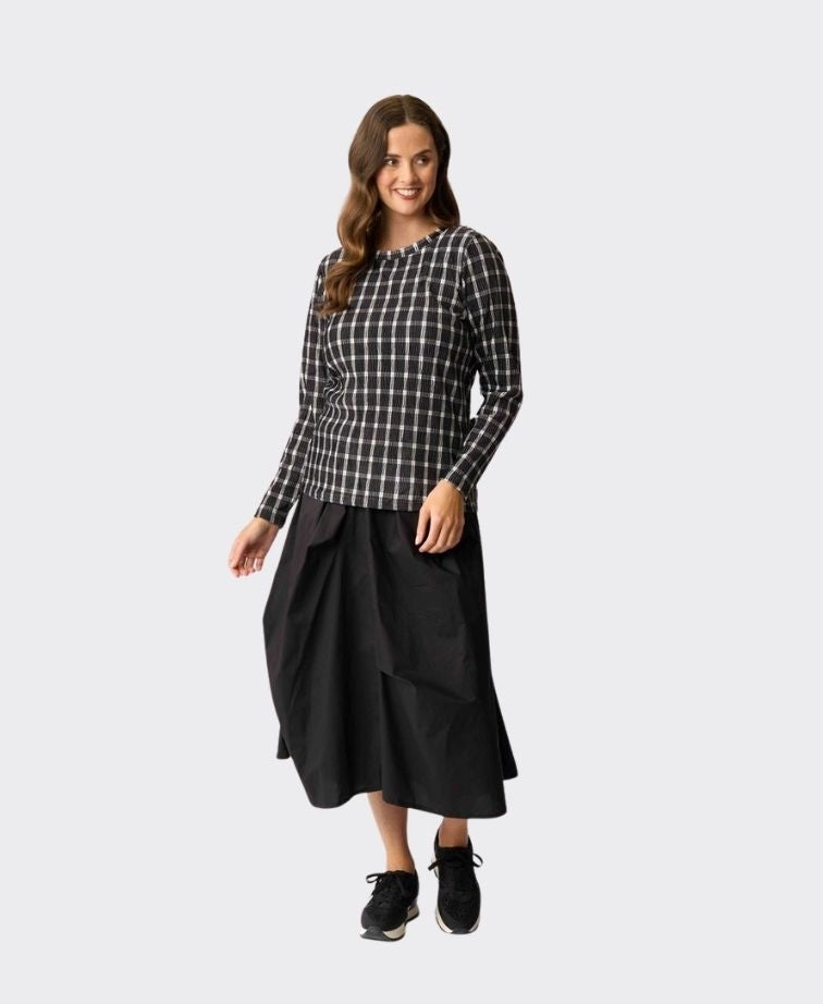 Foil Skirt Contrast Pull On - Black