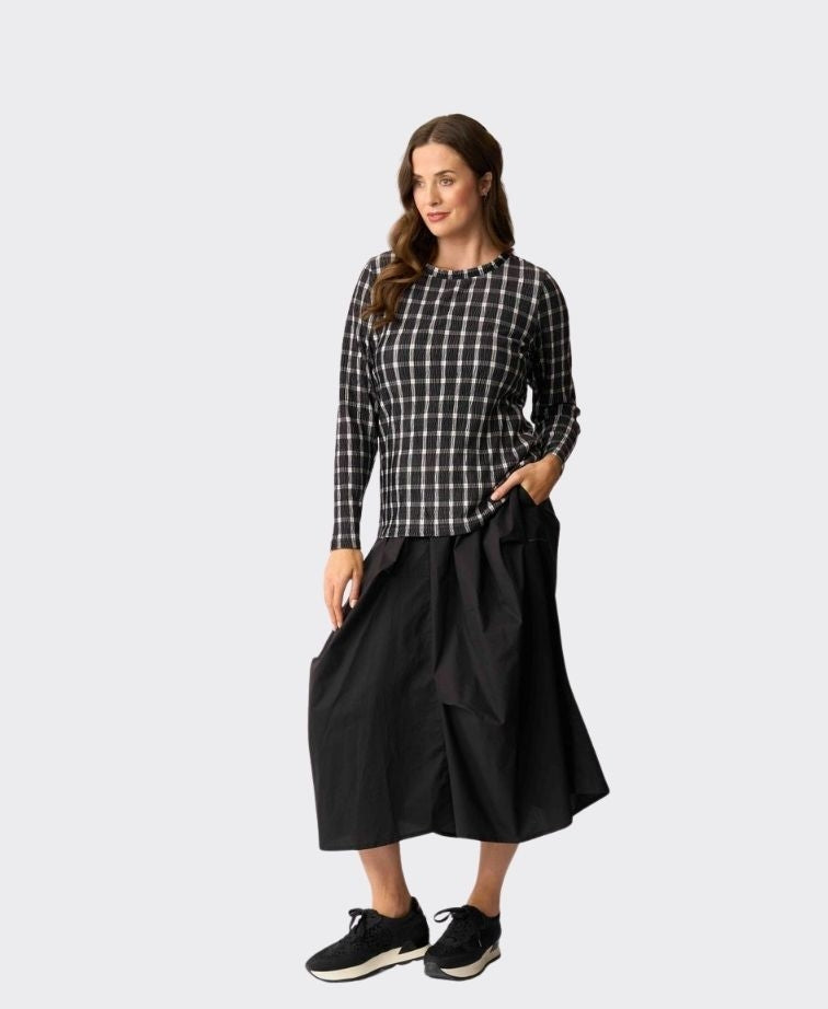 Foil Skirt Contrast Pull On - Black
