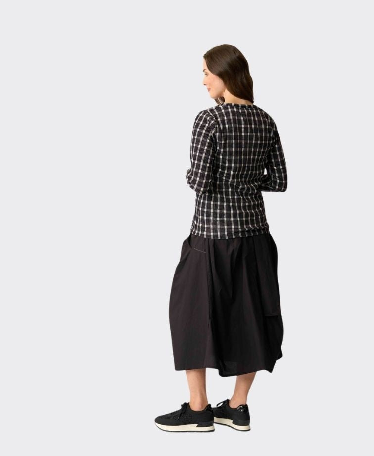 Foil Skirt Contrast Pull On - Black