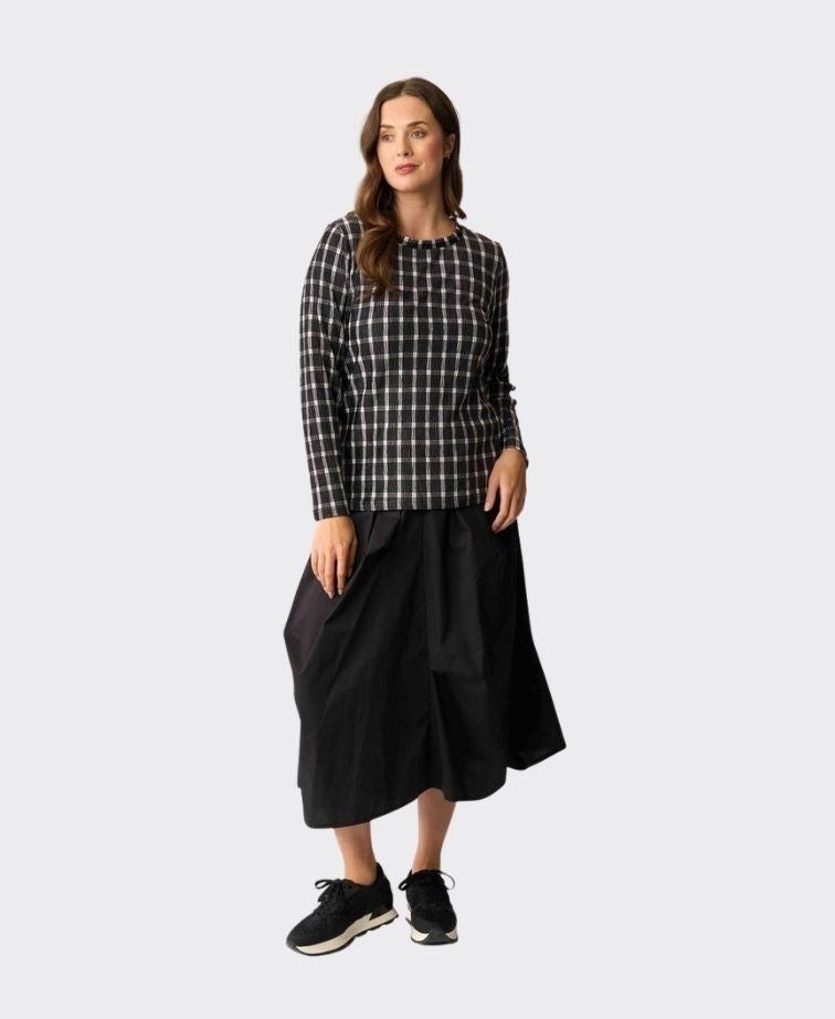Foil Skirt Contrast Pull On - Black