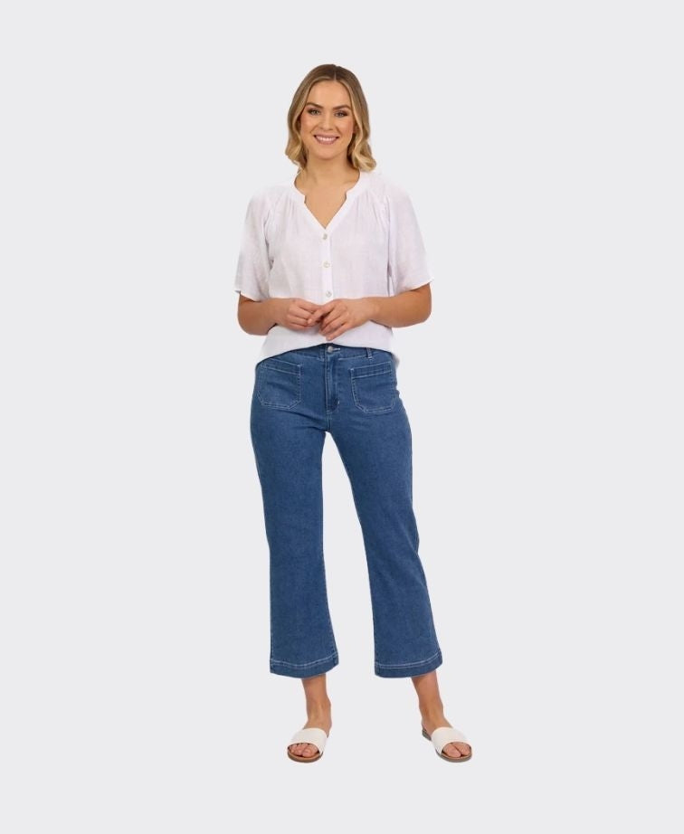 Vassalli Jean Straight Leg Ankle Grazer - Blue Hue