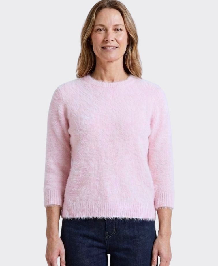 Foil Jumper Roll Neck Fluffy - Pink