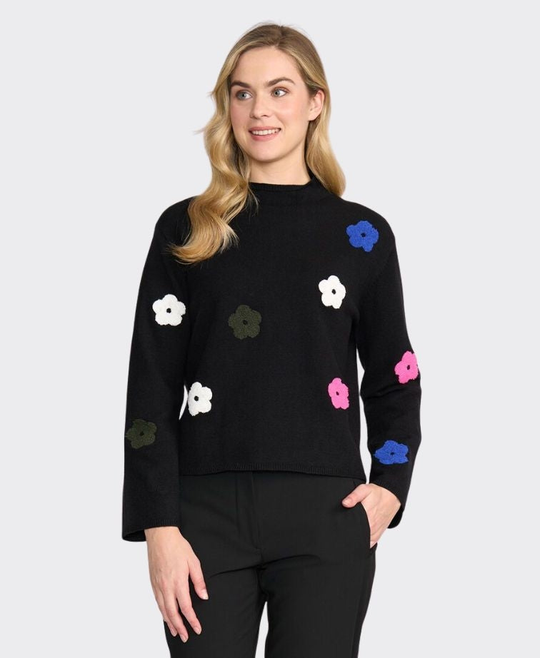 Memo Jumper Fun-nel Neck - Black Multi