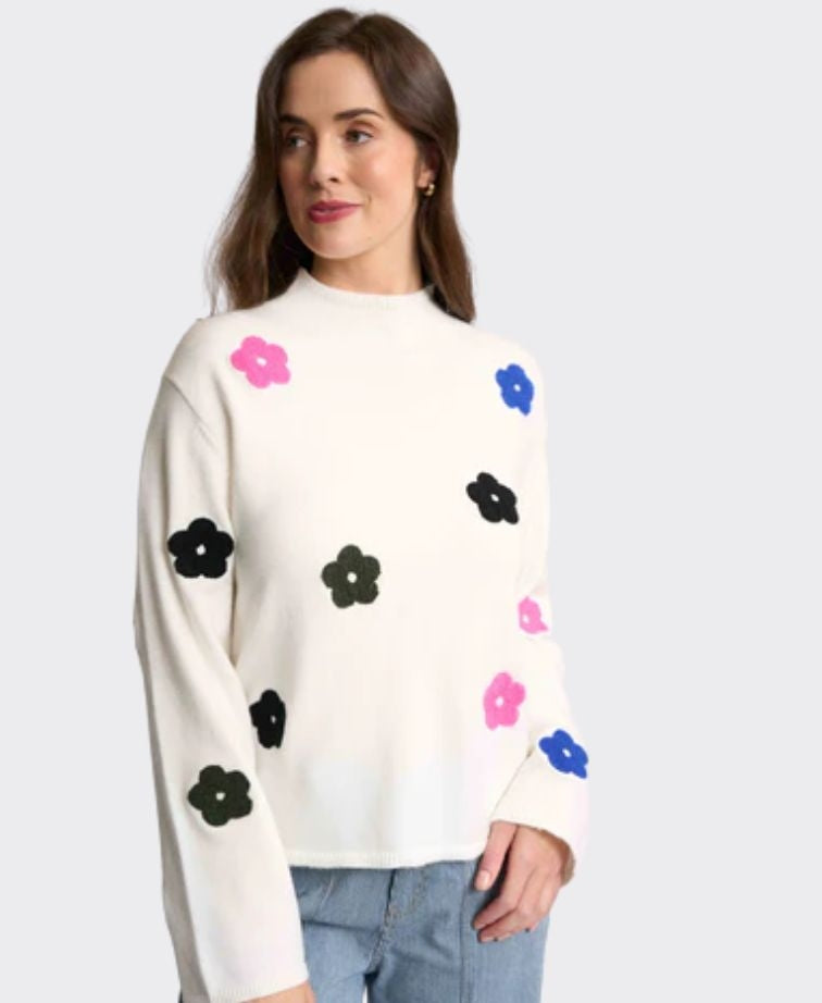 Memo Jumper Fun-nel Neck - Snow Multi