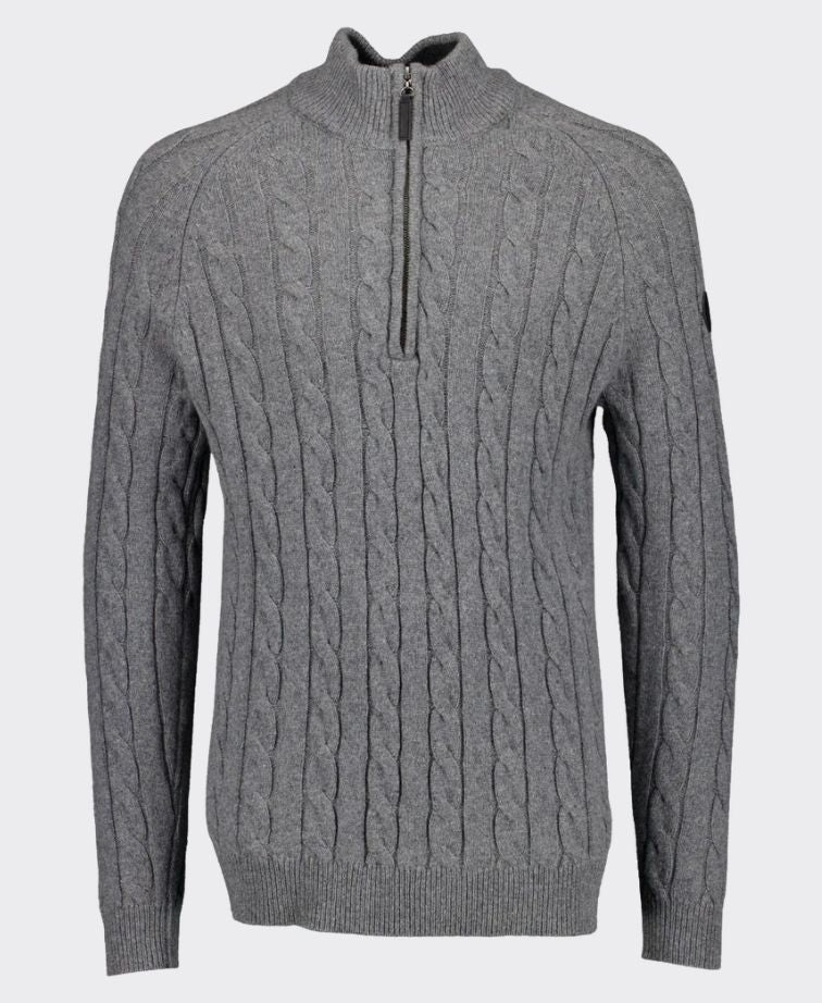 Swanndri Doncaster v2 Zip Cable Knit - Grey Marle