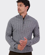 Swanndri Doncaster v2 Zip Cable Knit - Grey Marle