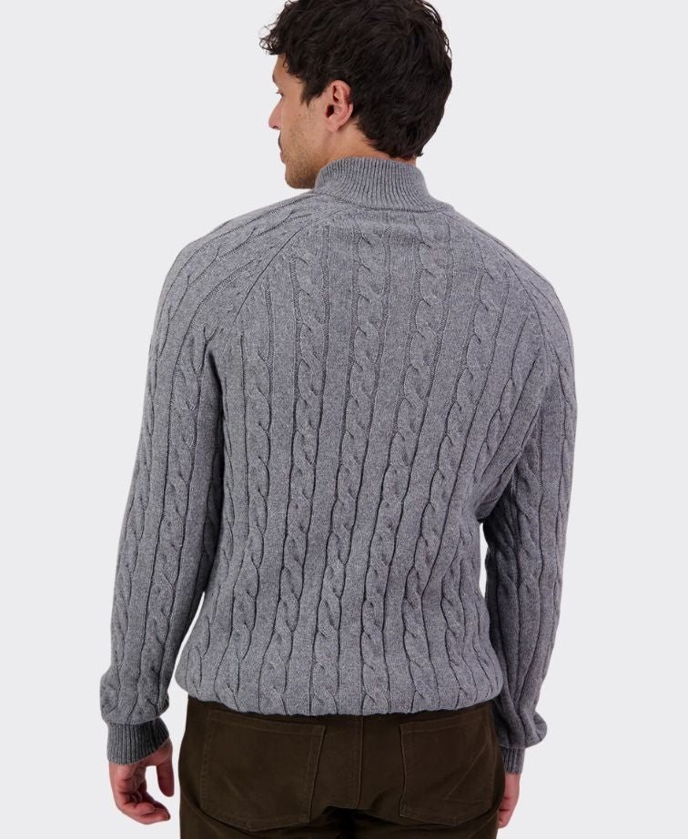 Swanndri Doncaster v2 Zip Cable Knit - Grey Marle