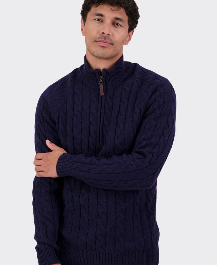 Swanndri Doncaster v2 Zip Cable Knit - Navy