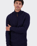 Swanndri Doncaster v2 Zip Cable Knit - Navy