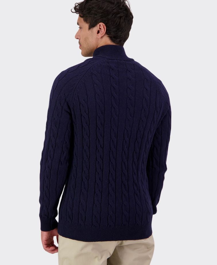Swanndri Doncaster v2 Zip Cable Knit - Navy