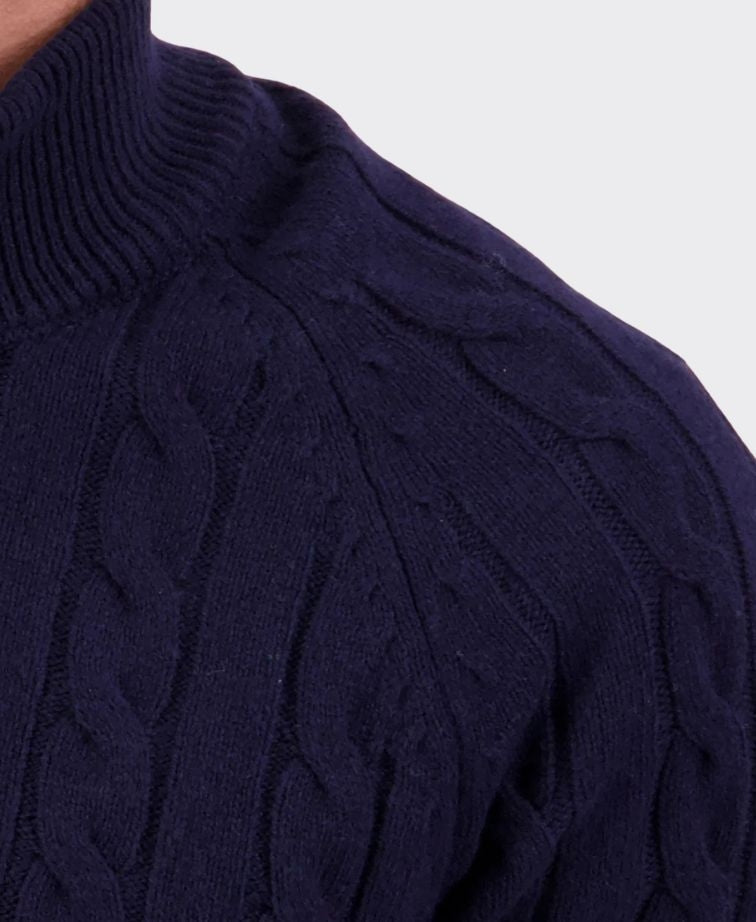 Swanndri Doncaster v2 Zip Cable Knit - Navy