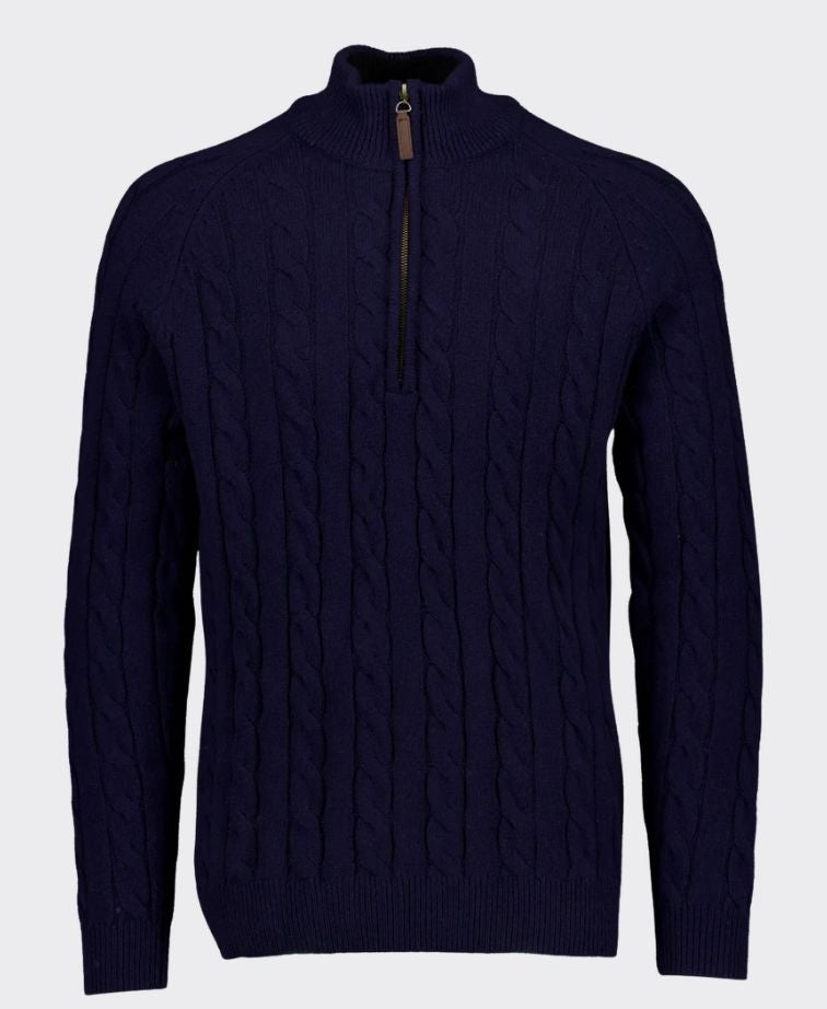Swanndri Doncaster v2 Zip Cable Knit - Navy