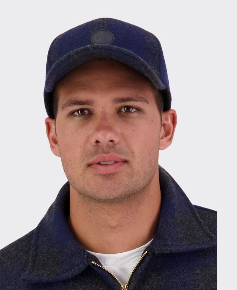 Swanndri Swanni Wool Check Baseball Cap - Shadow/Navy Chk