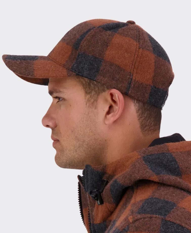 Swanndri Swanni Wool Check Baseball Cap - Shadow/Rusty