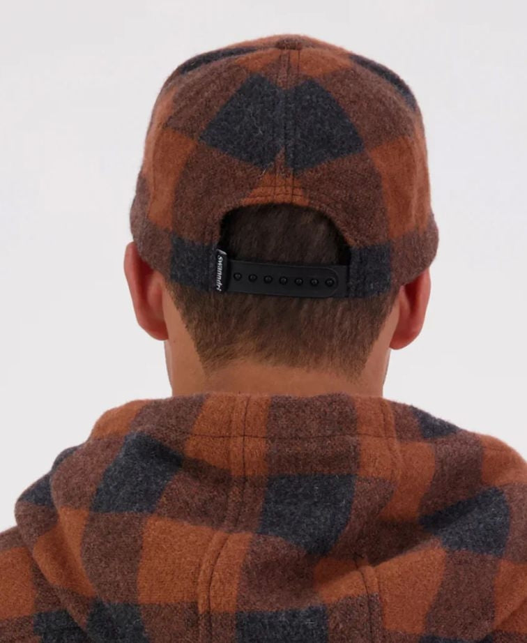 Swanndri Swanni Wool Check Baseball Cap - Shadow/Rusty